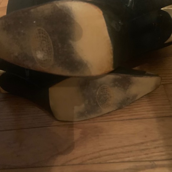 Stuart Weitzman Black Suede Boots Gold Toe Heel 10 - Picture 4 of 5